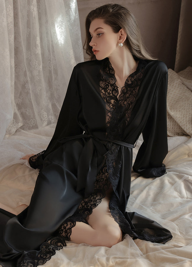 Elegant Lace Trim Robe - Image 2