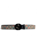 Gucci Style Pattern Belt | Black Round GG Buckle | Trendy Designer Print