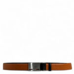 BOSS-Style Brown Leather Belt with Silver Buckle