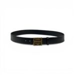 Givenchy Black Leather Belt with Gold 4G Buckle | Timeless Luxury
