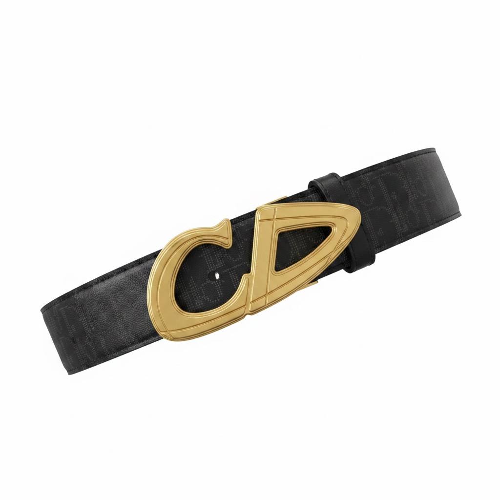 5998918601039088711.jpg Christian Dior Luxury Monogram Belt Gold CD Buckle Designer Statement Belt - Image 1