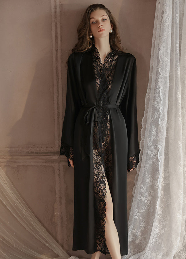 Elegant Lace Trim Robe