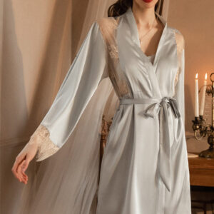 Satin Lace Trim Robe