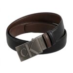 Calvin Klein CK Plaque Reversible Leather Belt Black & Brown