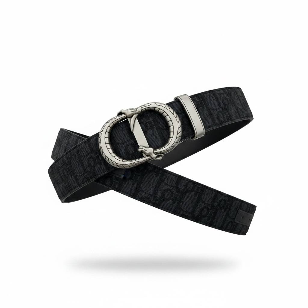 dior-luxury-oblique-black-belt-silver-signature-buckle-125cm-masterpiecemasterpiece-3468148.jpg Dior Luxury Oblique Black Belt Silver Signature Buckle - Image 1