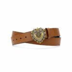 Dolce & Gabbana Brown Leather Belt Luxury Heart Buckle Designer Style Belt