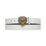 Dolce & Gabbana White Crystal Heart Belt Luxury Statement Piece
