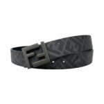 Fendi Luxury FF Monogram Belt Matte Black Buckle Designer Belt