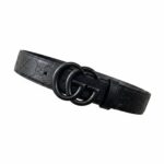 Gucci Inspired Black GG Monogram Belt Matte Black Luxury Designer Style Belt