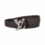 Louis Vuitton Crystal LV Initials Leather Belt Dark Brown Luxury Edition-125