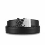Louis Vuitton Luxury Black Belt Silver LV Buckle Premium Designer Belt