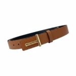 Tom Ford Brown Leather Belt Luxury Gold Buckle Designer Style Belt