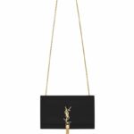 Saint Laurent Kate Medium Chain Bag With Tassel In Grain De Poudre Black For Women 9.4in/24cm YSL 354119BOW0J1000