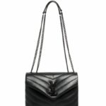 Saint Laurent Loulou Small Chain Bag In Matelassé Y Black For Women 9.4in/24cm YSL 494699DV7281000