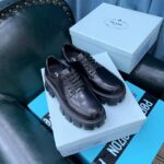 Prada Monolith Brushed Lace-Up Shoes Black For Women 2.4in/60mm PRD 2EE356_B4L_F0002