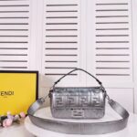 Fendi Baguette Chain Midi Medium Silver Bag For Woman 26cm/10in