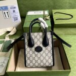 Gucci Mini Tote Bag With Interlocking G Beige And Blue GG Supreme Canvas For Women 7.8in/20cm 671623 K9GSN 4075