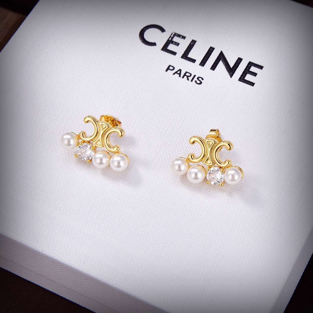 Celine-Pearl-Earings-8-1.jpg Celine Pearl Earrings Gold For Women - Image 1