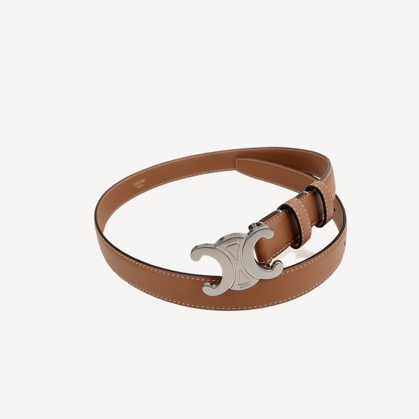 xr:d:DAFjitk7JkQ:2007,j:1703892343456423216,t:23101215 Celine Triomphe Belt Brown For Women - Image 1