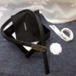 Chanel Belt With Chanel Signature Black with Gold-Toned Metal Hardware Women Belt