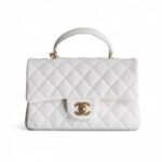 Chanel Mini Flapbag With Top Handle White For Women 7.8in/20cm