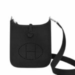Hermes Evelyne 16 Amazone Bag Black With Silver-Toned Hardware For Women, Womens Shoulder And Crossbody Bags 6.3in/16cm H069426CKAV