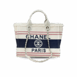 Chanel Deauville Large Tote Bag 14in/ 35cm Beige Gold Hardware For Women