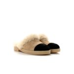 Chanel Shearling Two-Tone Mules Beige/Black For Women